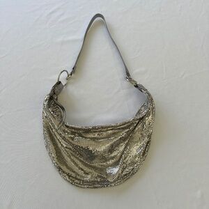 BEBE Silver Metal Mesh Shoulder Bag